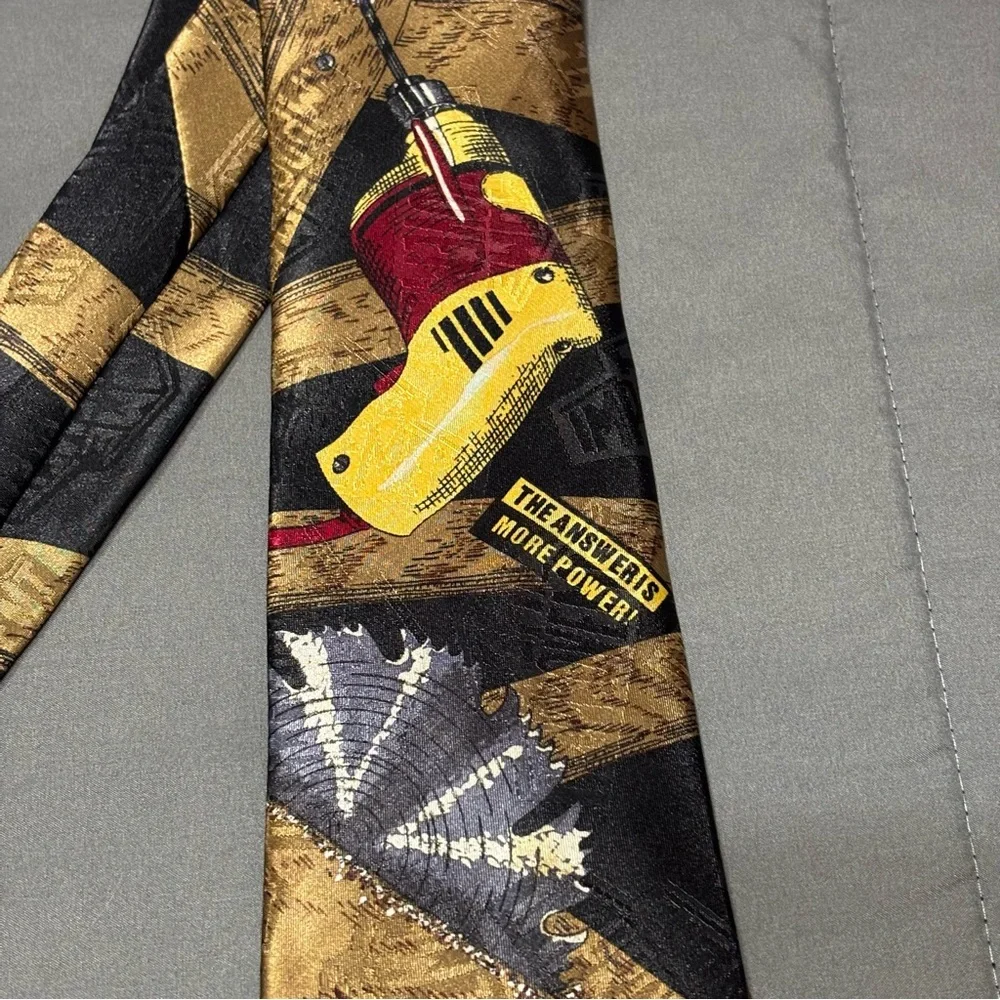 Home Improvement  Power Drill Necktie What is the Answer More Power Black Brown‎
